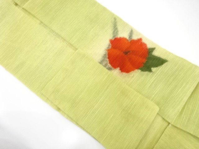  アンティーク　紗紬　草花模様織り出し名古屋帯